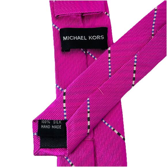MICHAEL KORS 100% SILK PINK DIAGONAL STRIPE TIE 2.5 in x 54 in. PREPPY CLASSIC - Picture 2 of 3